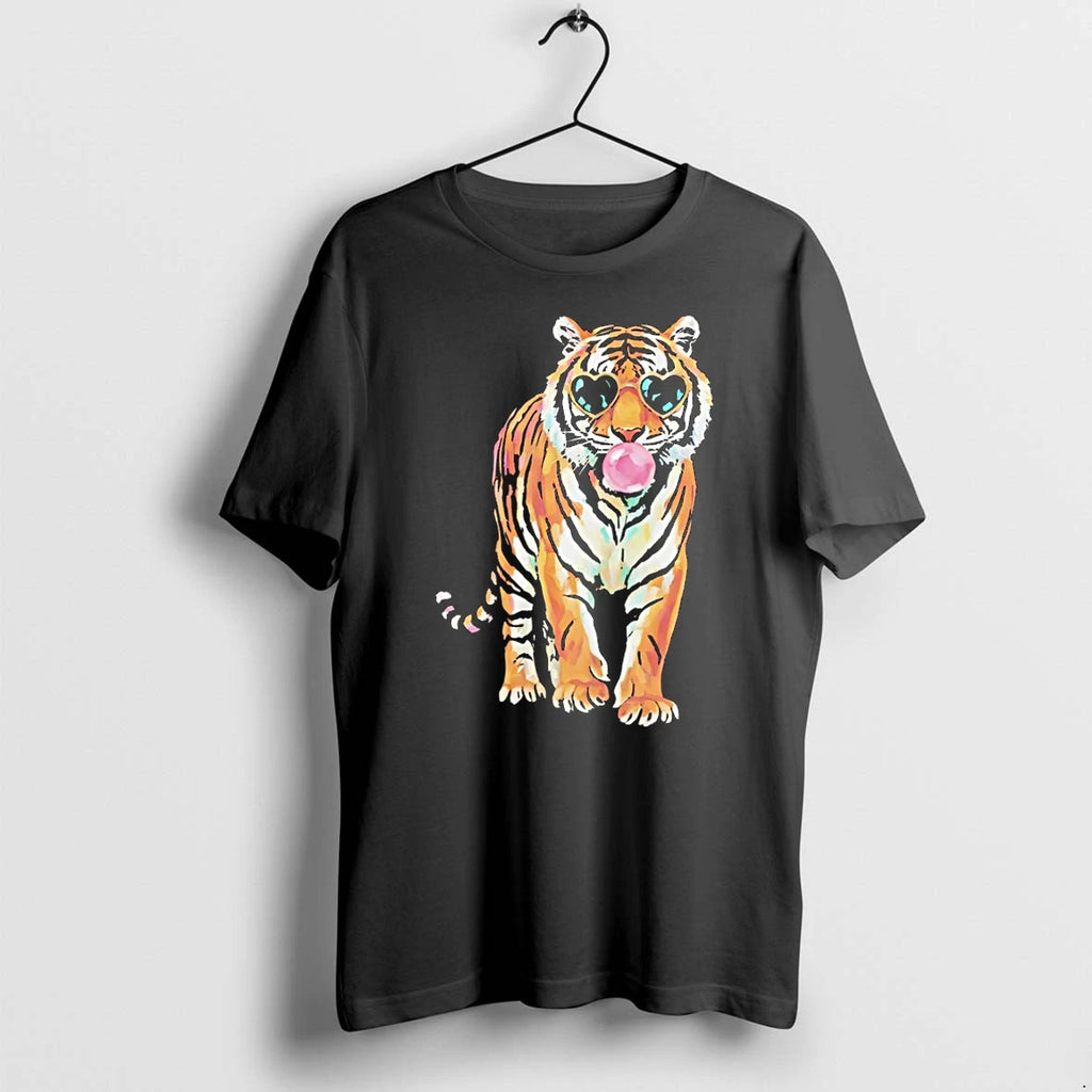 Officials Tiger Blowing Bubble Gum And Wearing Sunglasses Heart Shape Funny T Shirt Sweater