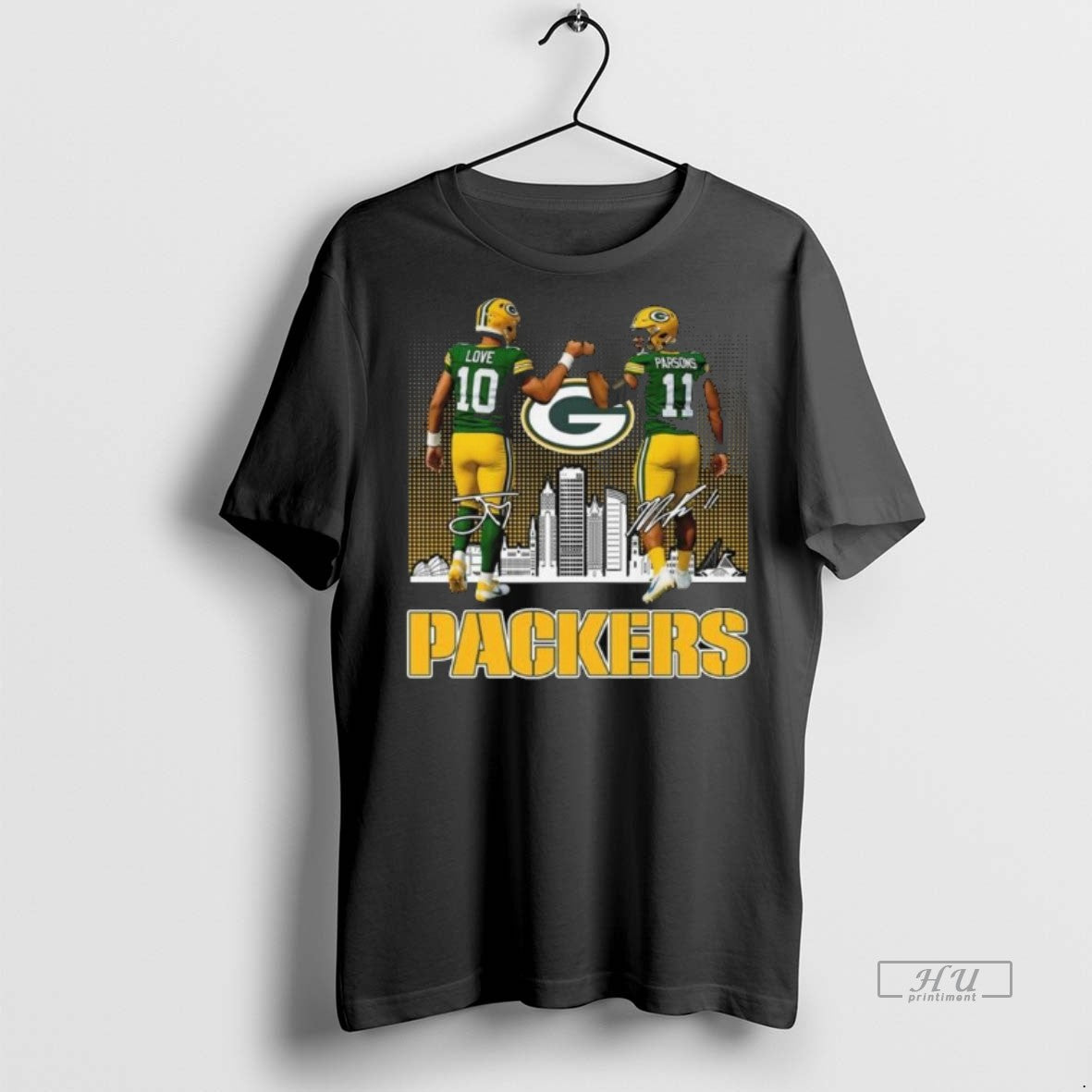 Officials Trending Green Bay Packers Love And Parsons Skyline Signatures Long Sleve Tee Shirt Sweater