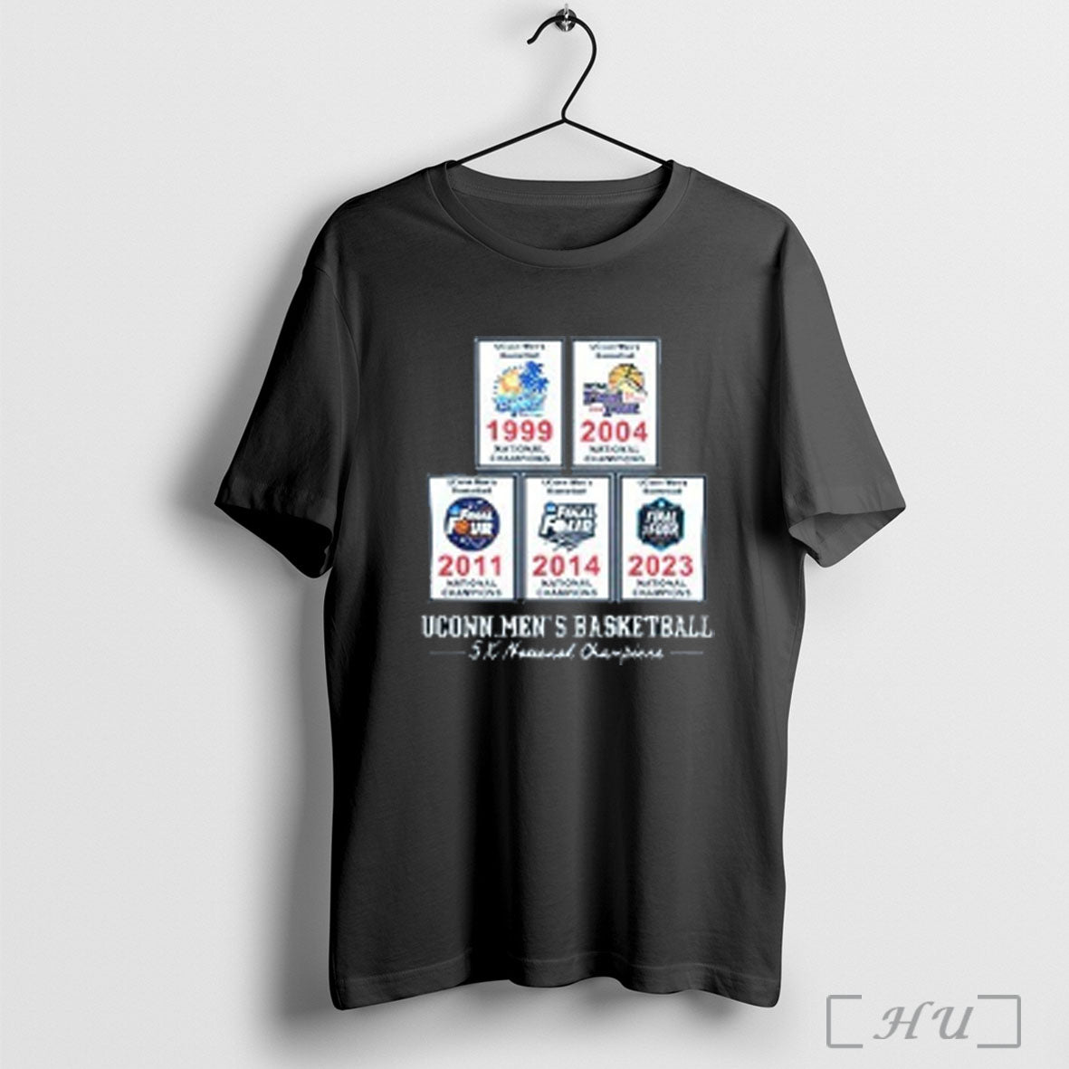 Officials Uconn Huskies Mens Basketball 5x National Champs Banners T Shirt