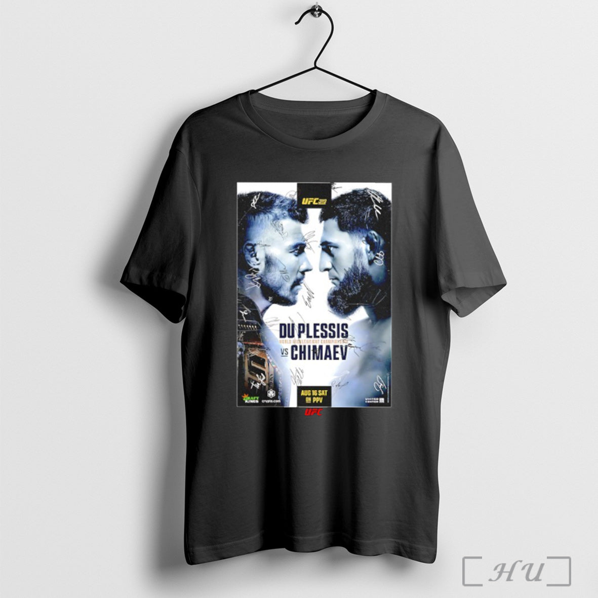 Officials Ufc 319 Du Plessis Vs Chimaev Autographed Event Signatures T Shirt