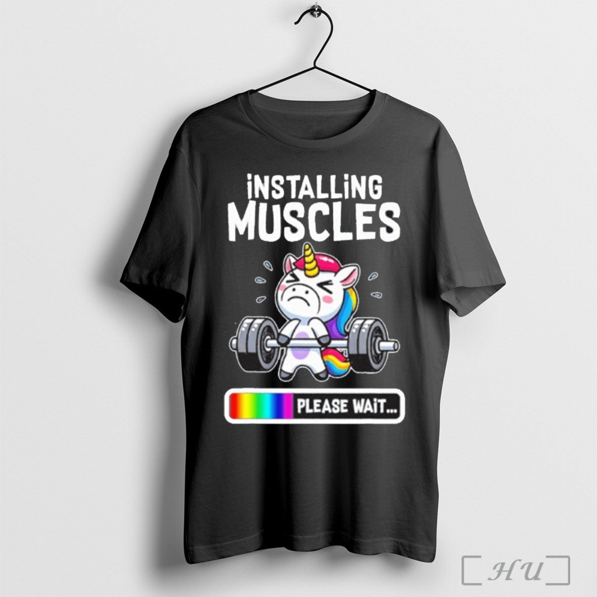 Officials Unicorn Installing Muscles Please Wait Fitness T Shirt