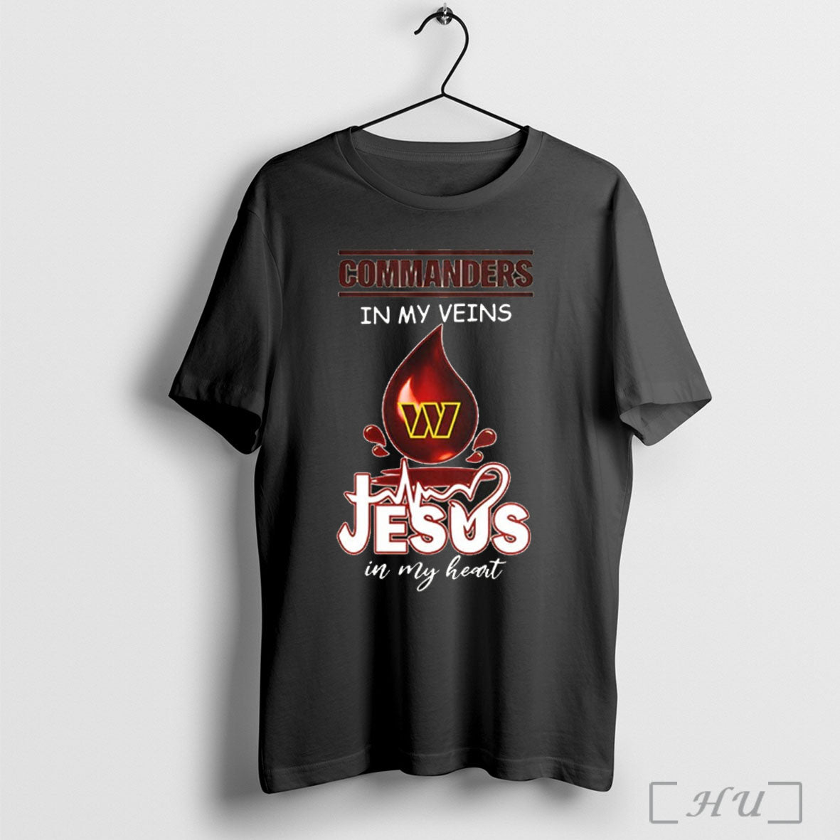 Officials Washington Commanders In My Veins Jesus In My Heart 2025 T Shirt