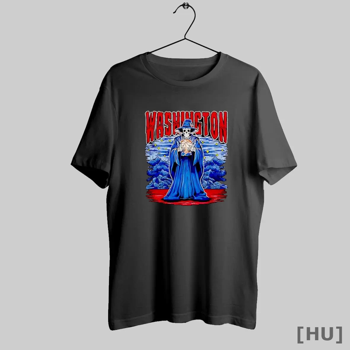 Officials Washington Skeleton Wizard Holding Basketball In Dark Fantasy T Shirt