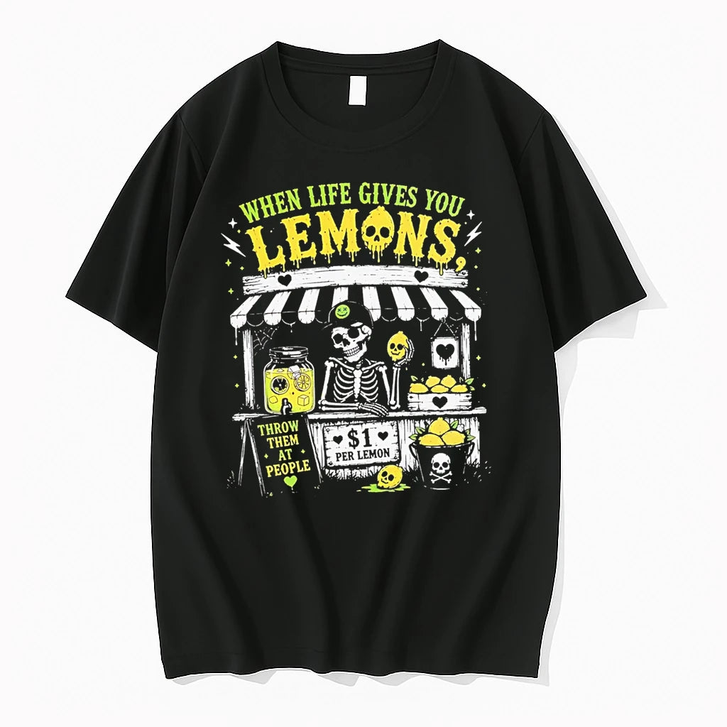 Officials When Life Gives You Lemons Throw Them At People Skeleton Lemonade T Shirt Sweater