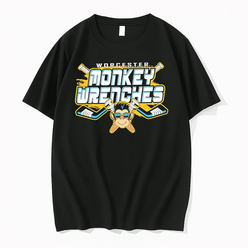 Officials Worcester Monkey Wrenches Hockey Player Mascot Premium T Shirt