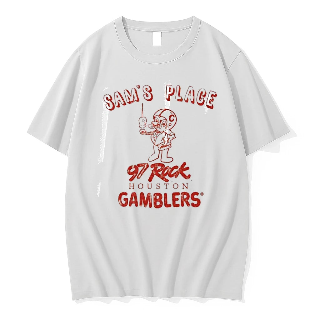 Officials Sams Place 97 Rock And The Houston Gamblers Funny Premium T Shirt
