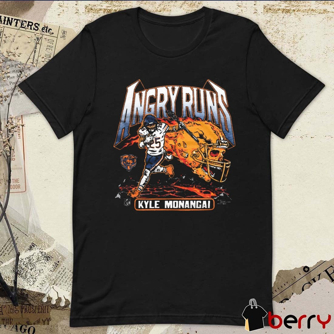 Offiicial Angry Runs 2025 Chicago Bears NFL Kyle Monangai t-shirt