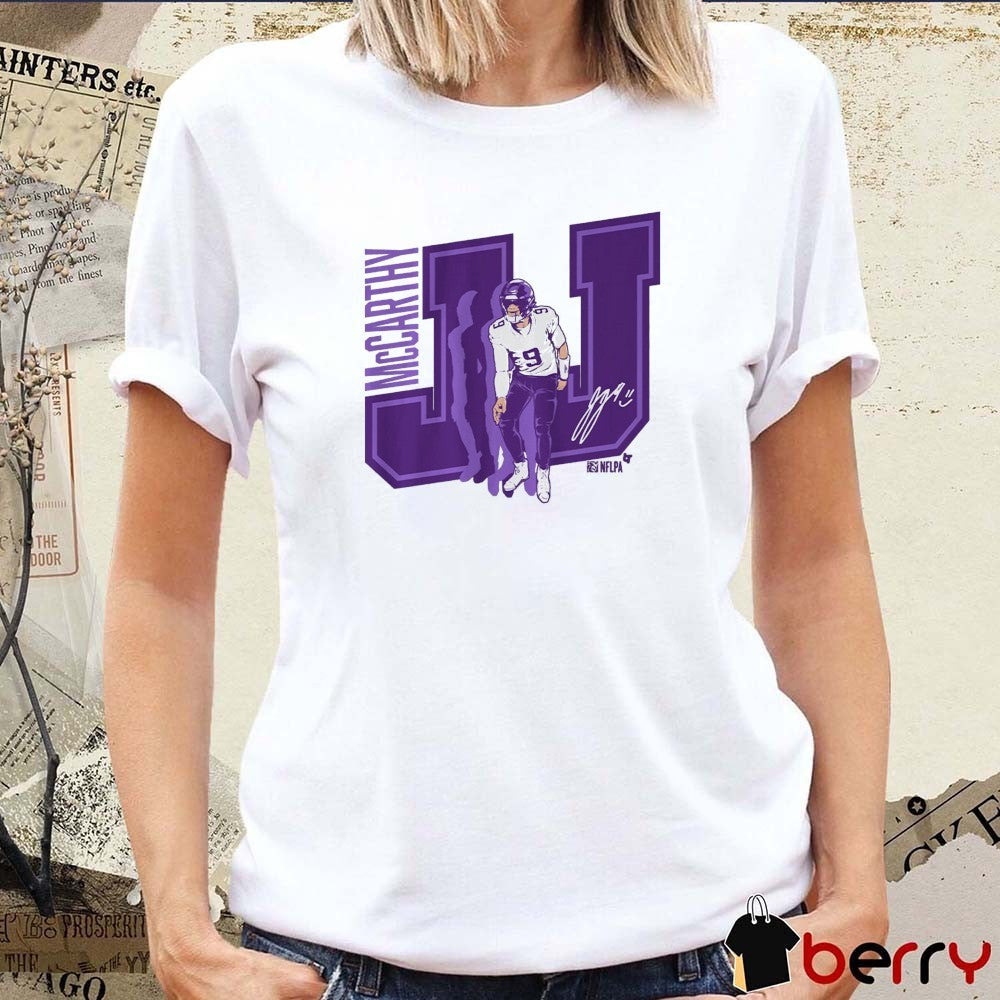 Offiicial J.J. McCarthy Griddy Minnesota Vikings NFL Signature t-shirt