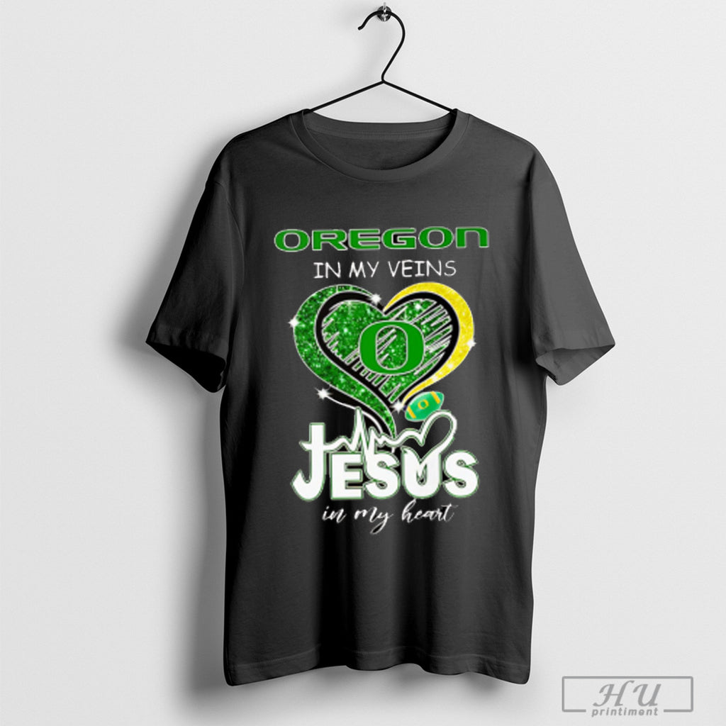 Oregon In My Veins Jesus In My Heart Diamond T Shirt