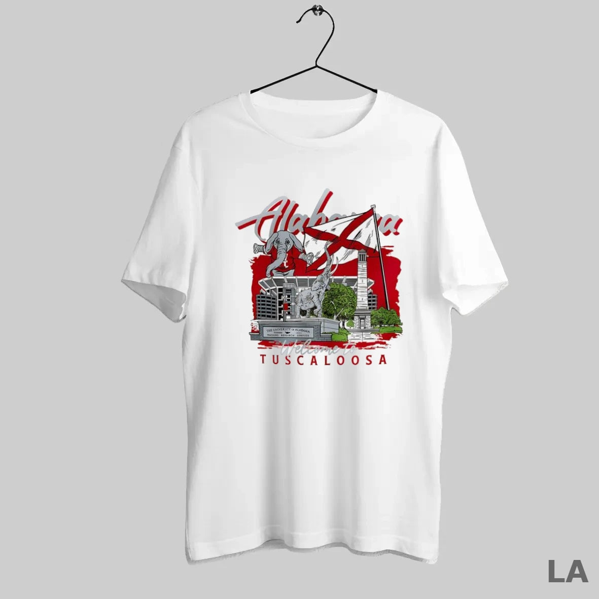 Original Alabama Crimson Football Welcome To Tuscaloosa Hand Drawn Campus Masot