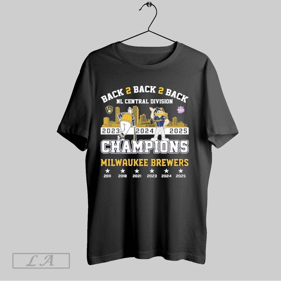 Original Back 2 Back 2 Back 2023 2024 2025 Milwaukee Brewers Nl Central Champions