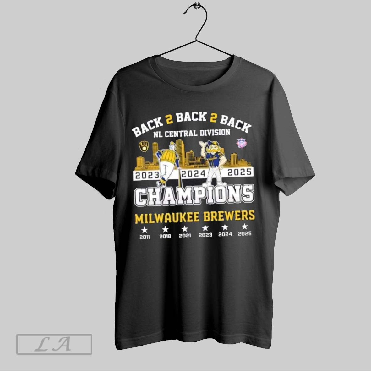 Original Back To Back To Back 2025 Nl Central Division Champions Milwaukee Brewers Mascot