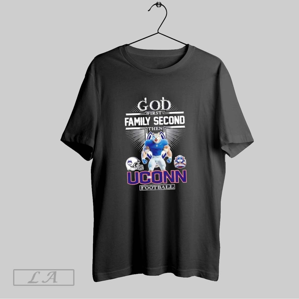 Original Cross God First Family Second Then Uconn Huskies Football Mascot