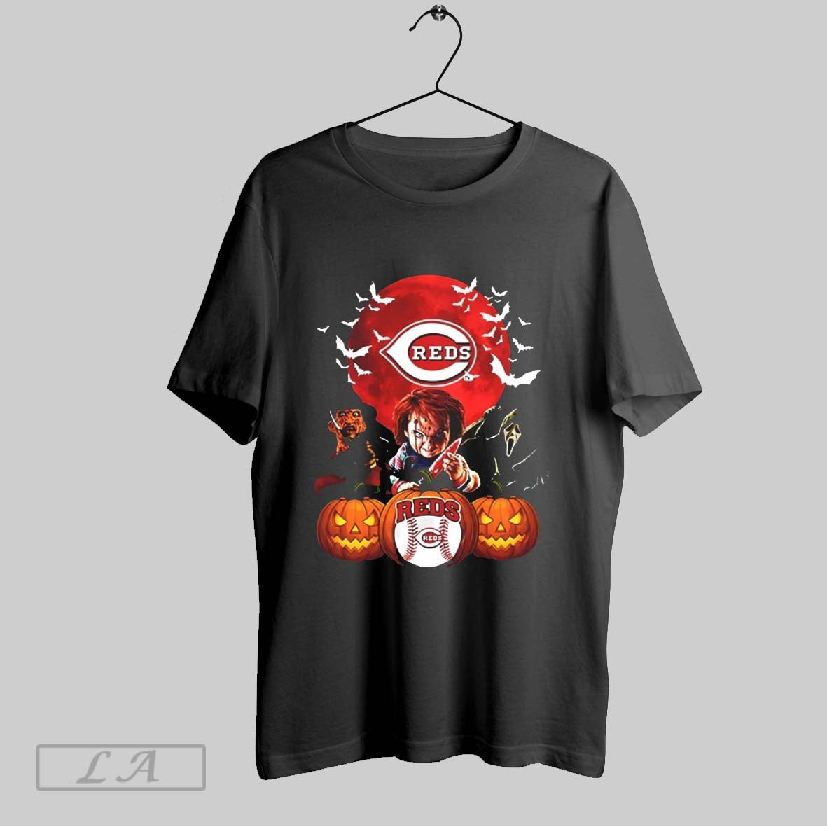 Original Freddy Krueger Chucky And Ghostface Moon Cincinnati Reds Mlb Halloween 2025 V Neck