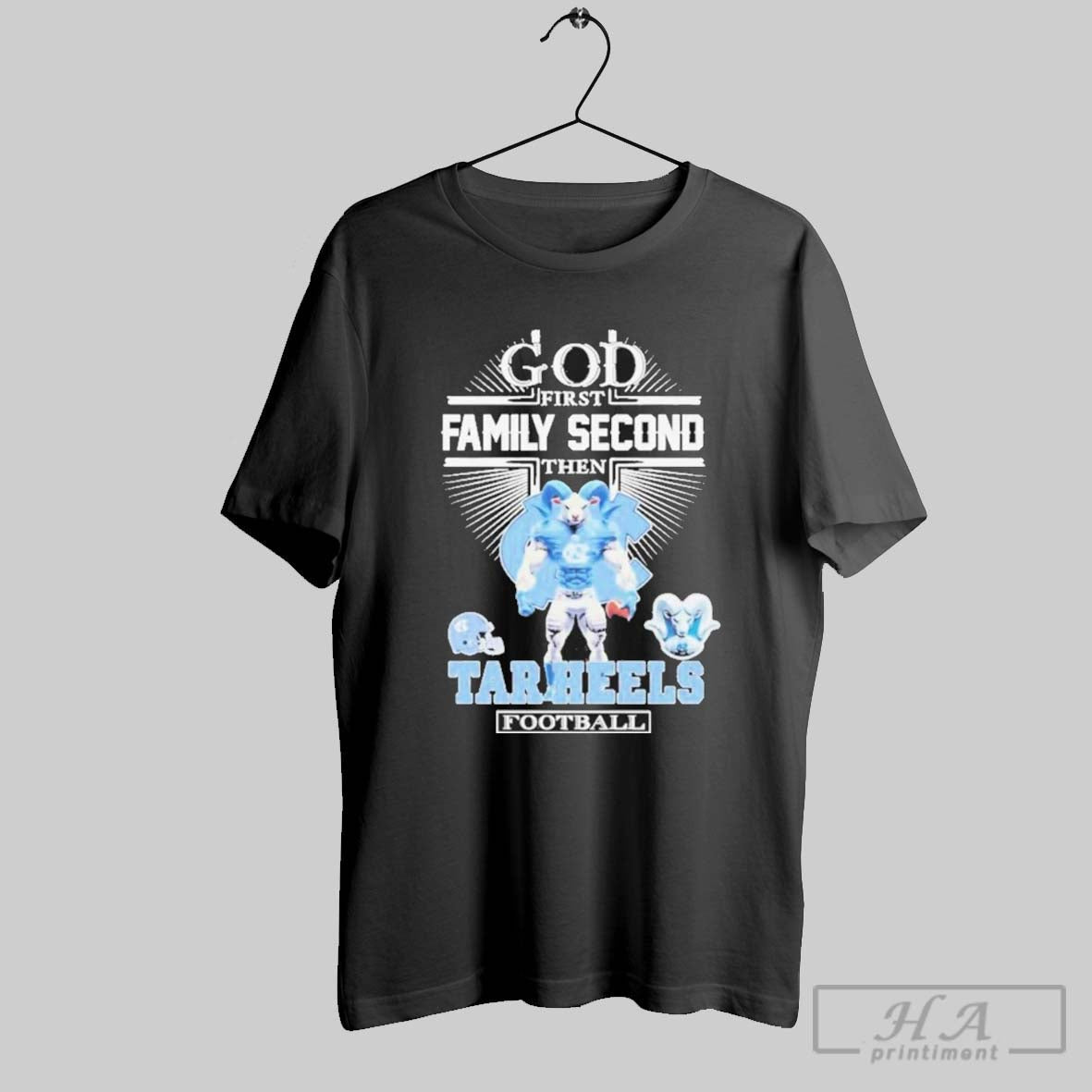 Original God First Family Second Then Unc North Carolina Tar Heels Football Mascot