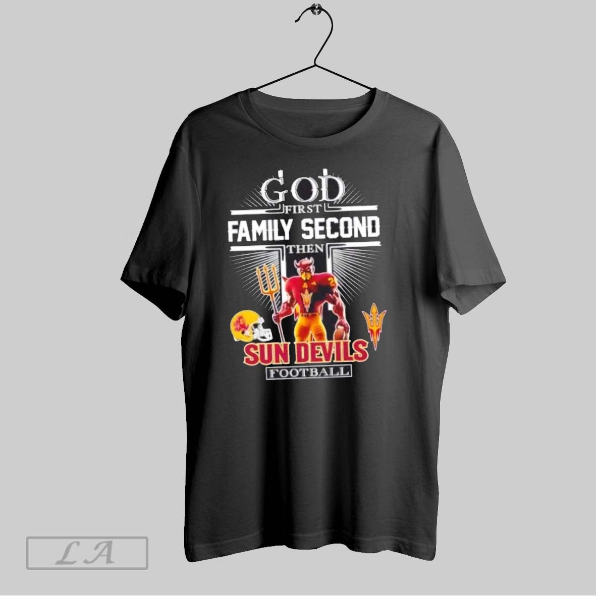 Original God First Family Second Then Arizona State Sun Devils Football Mascot Cross