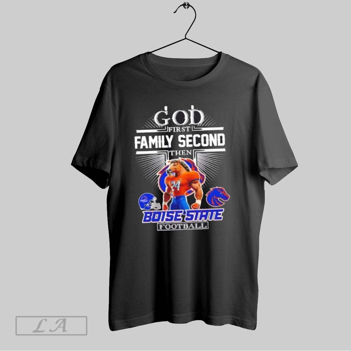 Original God First Family Second Then Boise State Broncos Football Mascot Cross