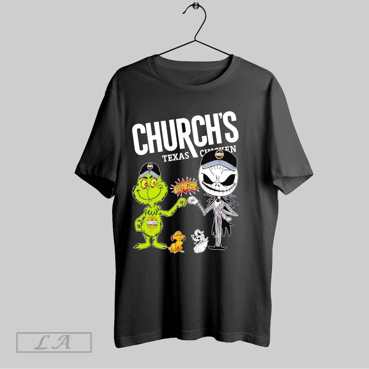 Original Grinch And Jack Skellington Fist Bump Churchs Texas Chicken Halloween