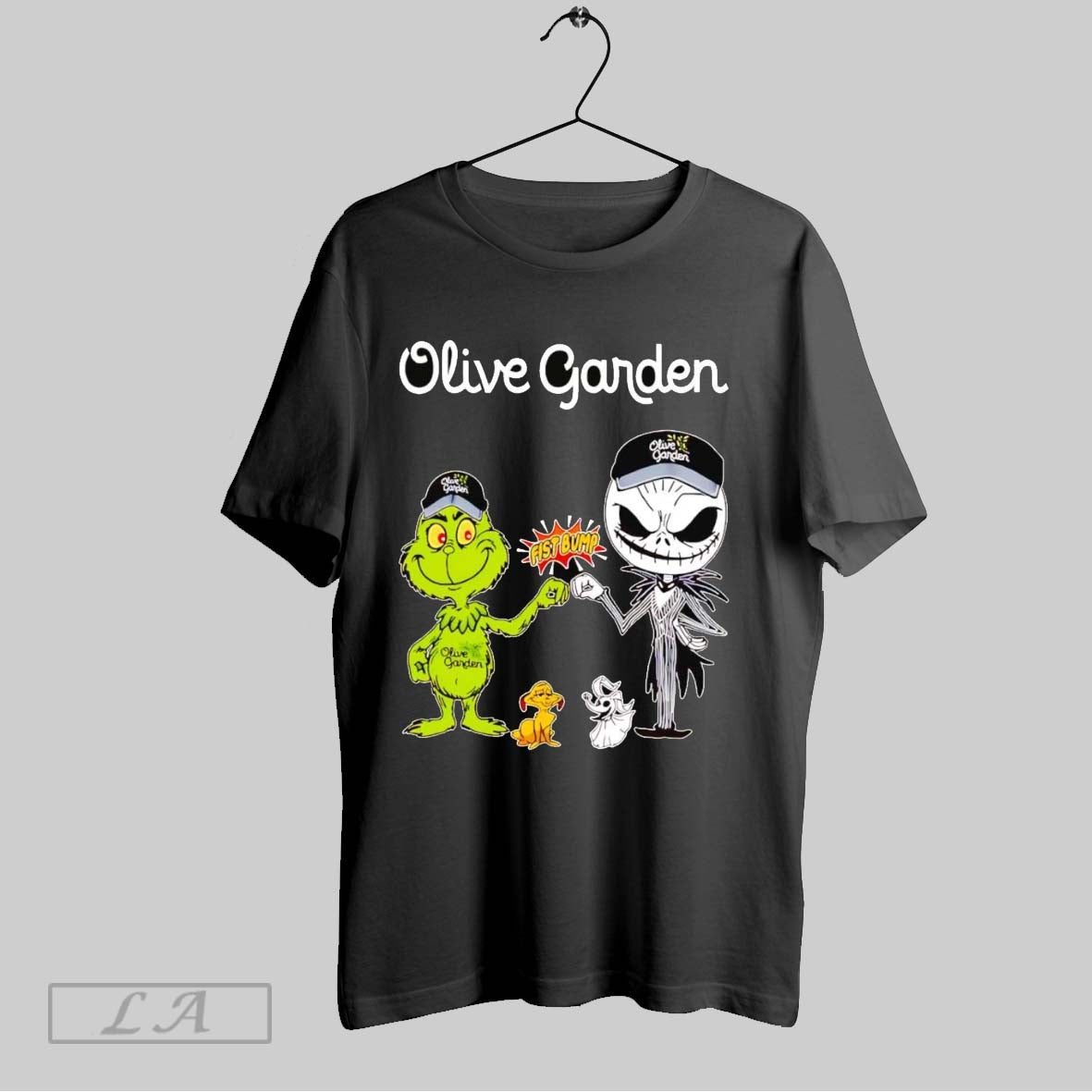 Original Grinch And Jack Skellington Fist Bump Olive Garden Halloween