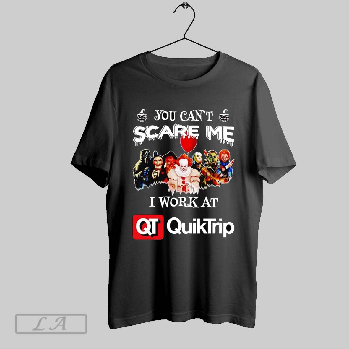 Original Horror Halloween You Cant Scare Me I Work At Quiktrip