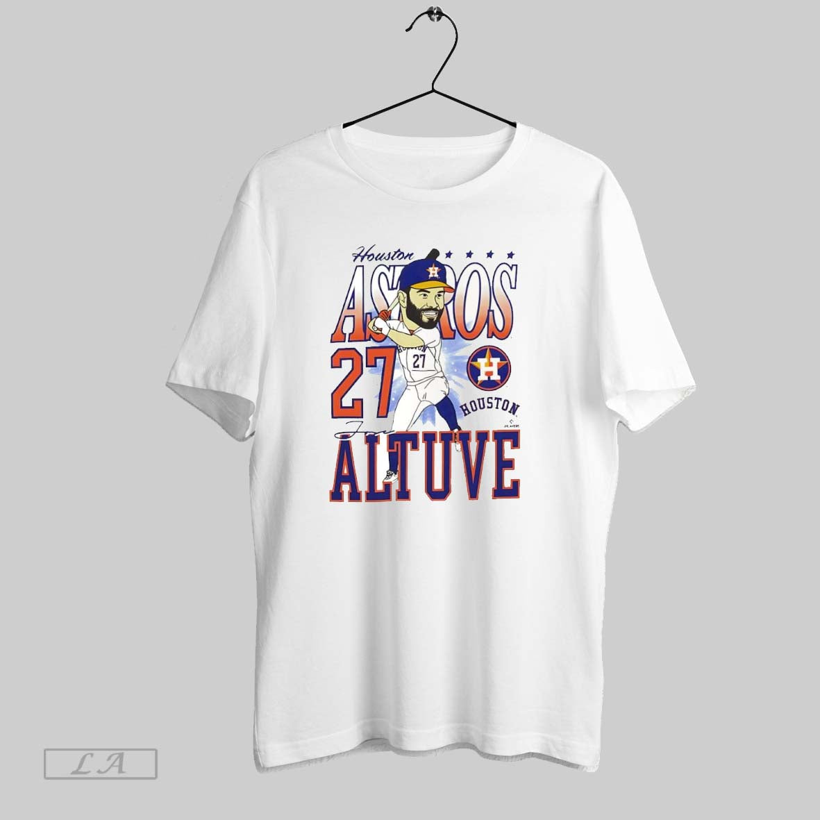 Original Houston Astros Jose Altuve 27 Caricature Cartoon White S