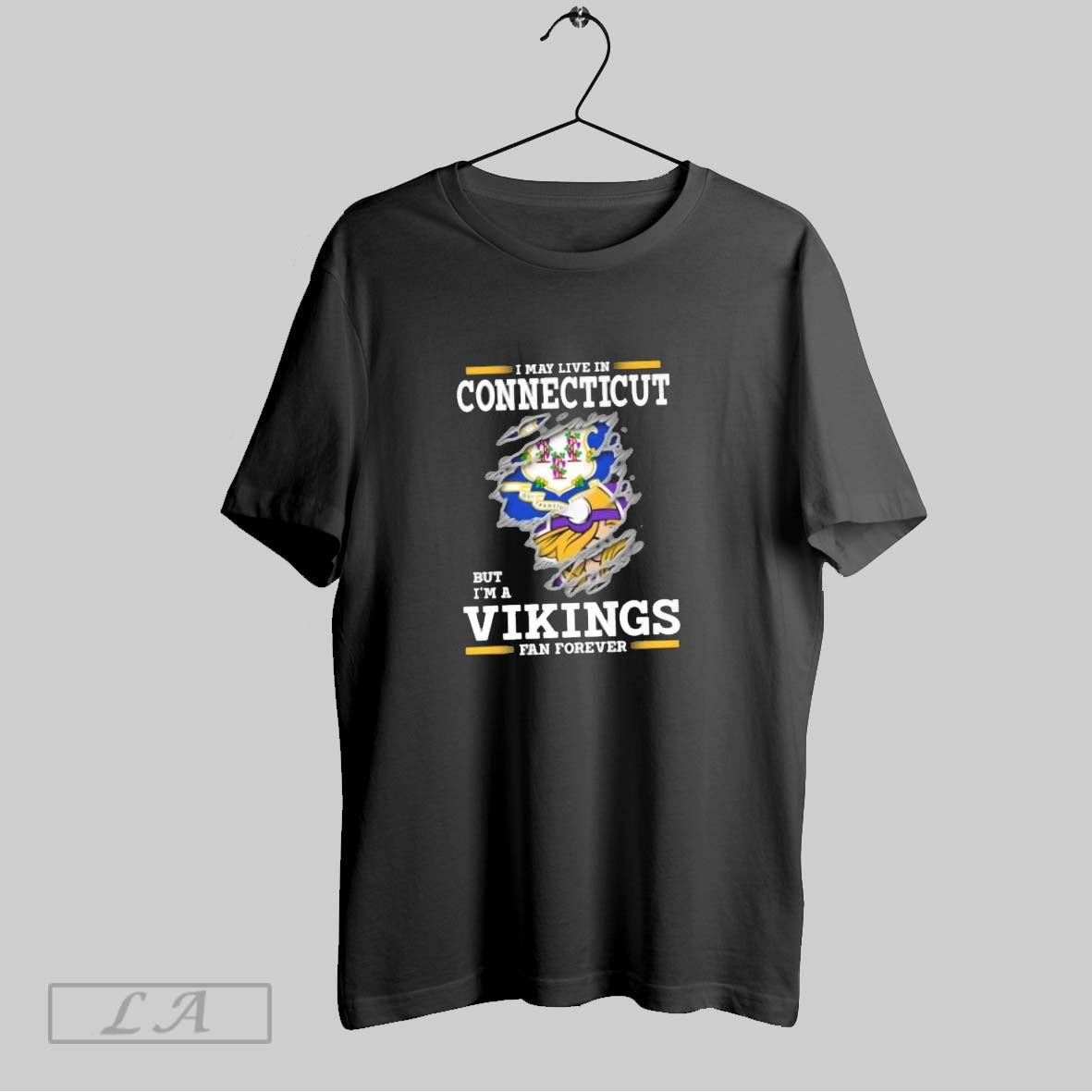 Original I May Live In Connecticut But Im A Minnesota Vikings Fan Forever