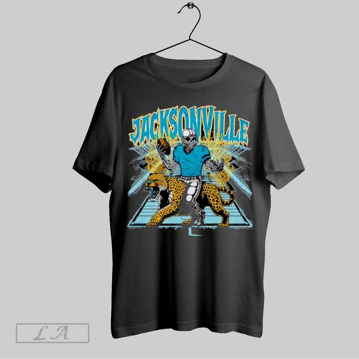 Original Jacksonville Jaguar Skeleton Riding Jaguar Football Player
