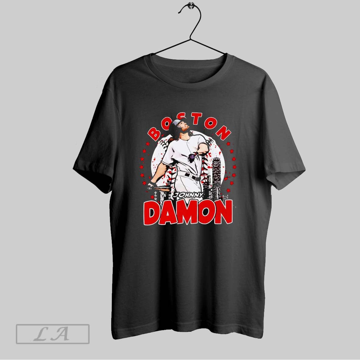 Original Johnny Damon Boston Skyline Celebration