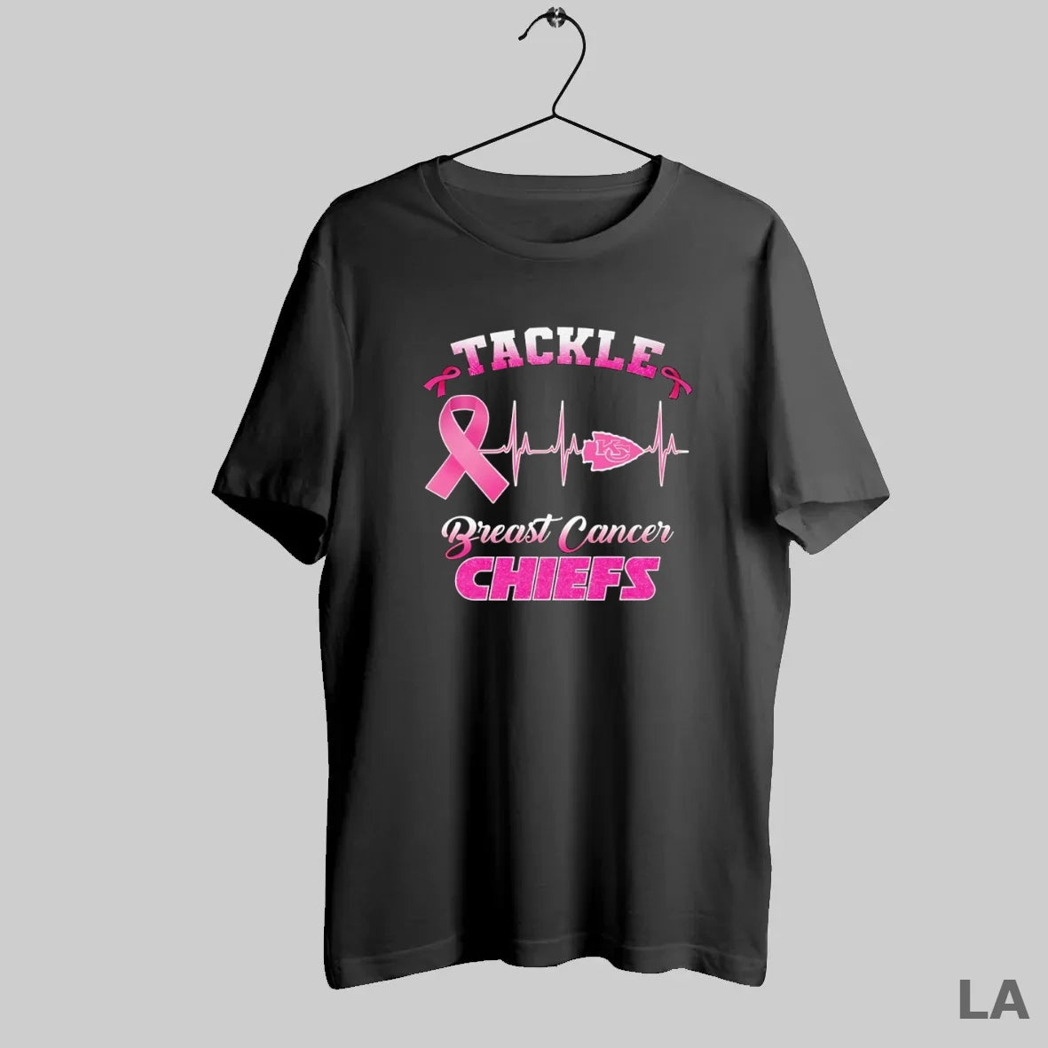 Original Kansas City Chiefs Football Tackle Breast Cancer Heart Rate Pink Ribbon