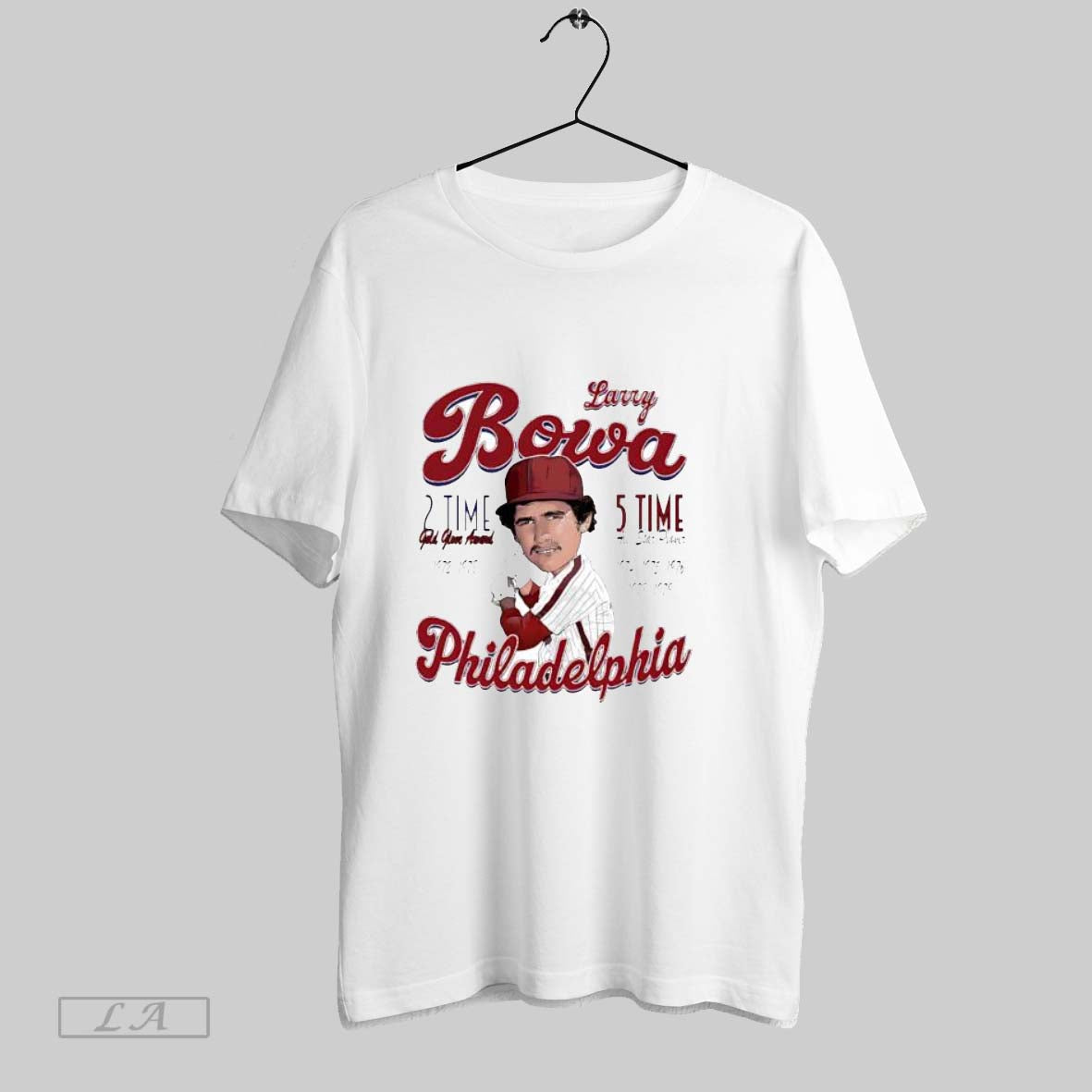 Original Larry Bowa Philadelphia Comic 5 Time All Star Player T Shirt