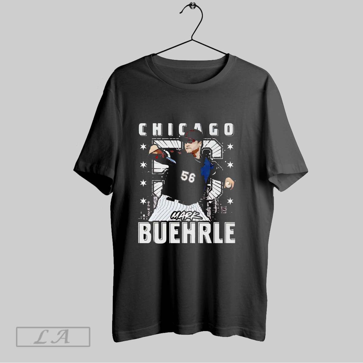 Original Mark Buehrle Chicago Skyline Throwing