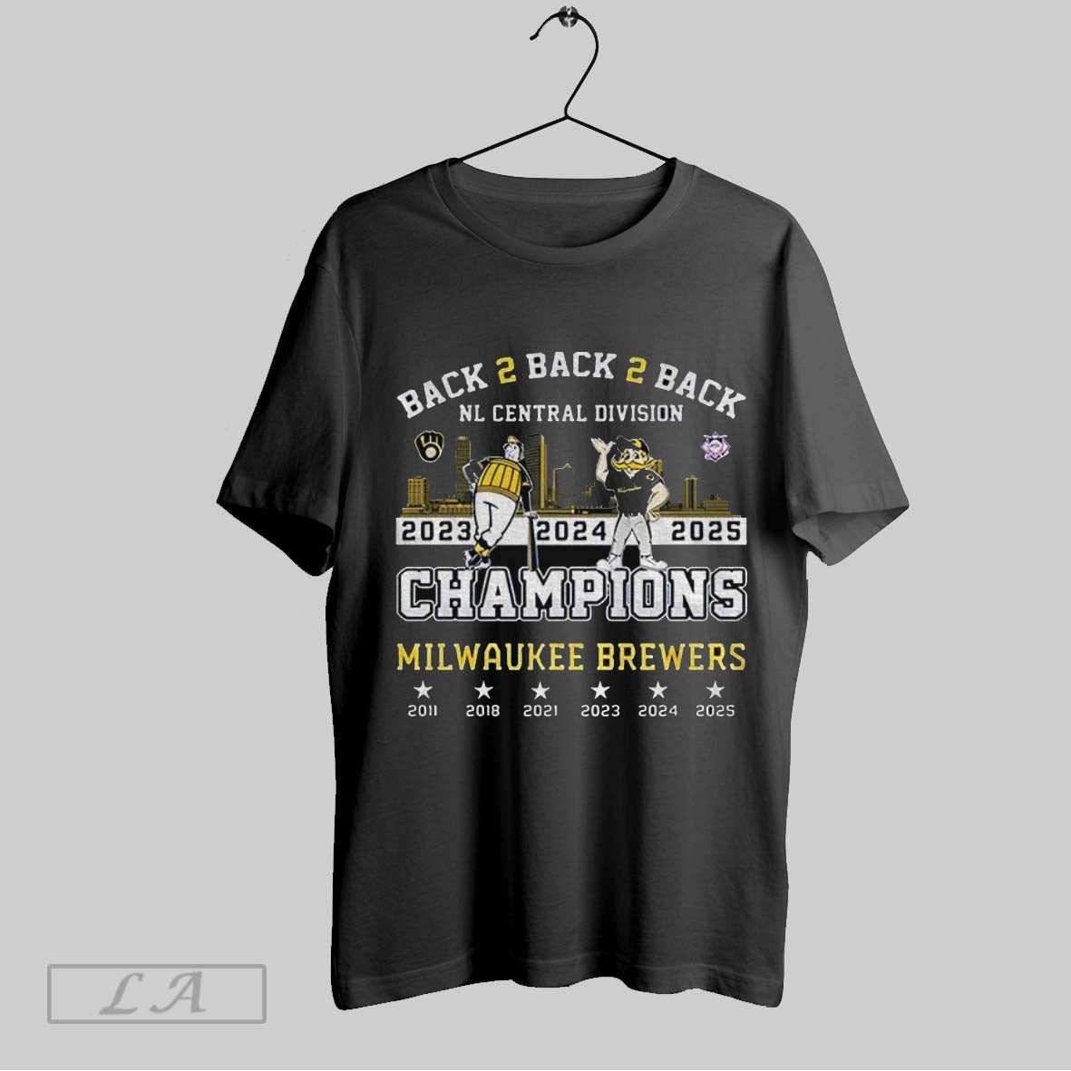 Original Milwaukee Brewers Mascot Back 2 Back 2 Back Nl Central Division 2025 Champions