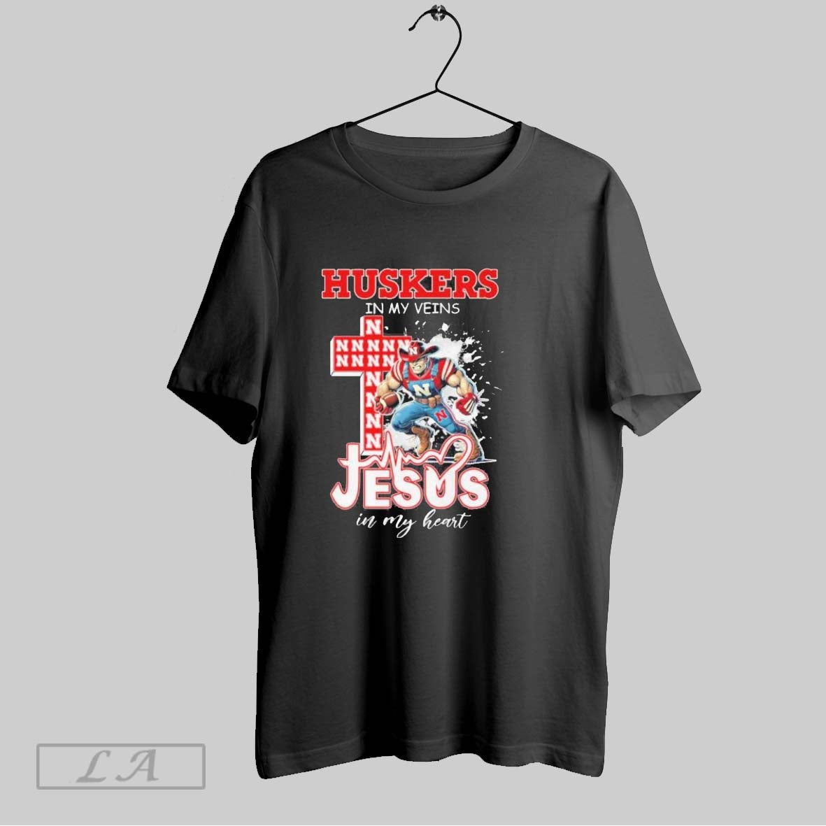 Original Nebraska Huskers Mascot In My Veins Jesus In My Hear