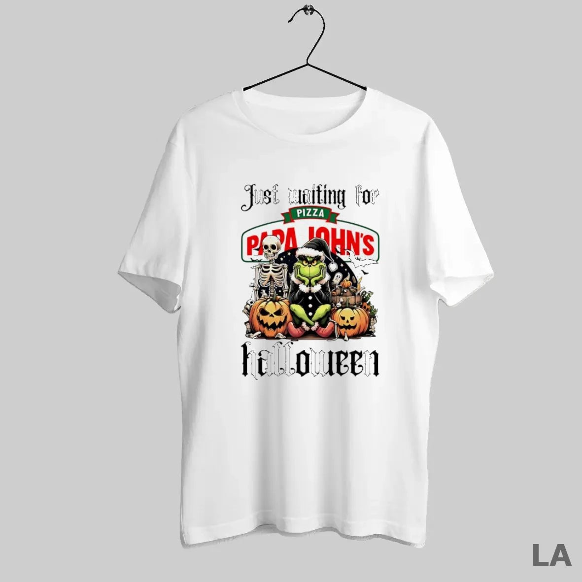Original Papa Johns Pizza Grinch Just Waiting For Halloween Goth Graphic