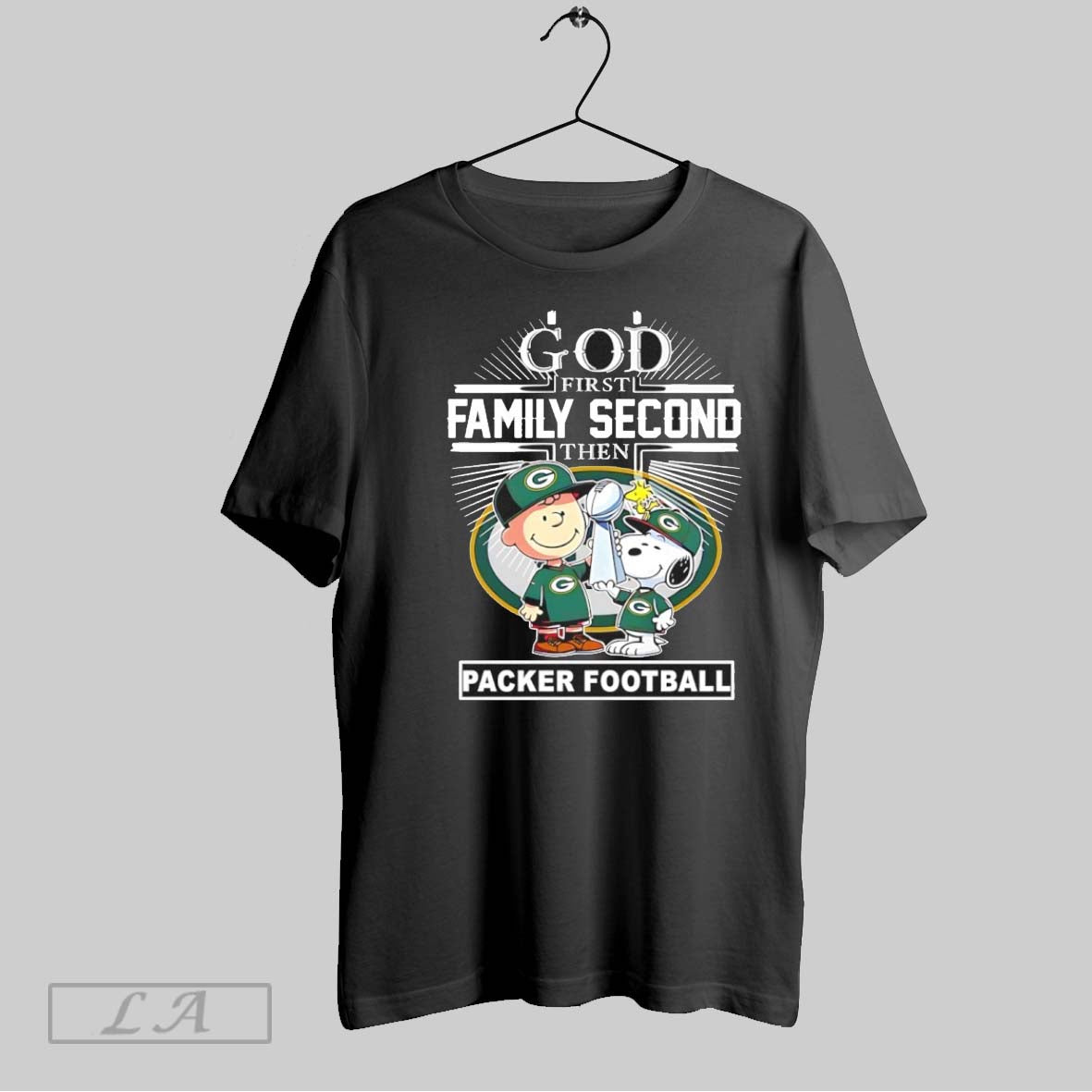 Original Peanuts God First Family Second Then Green Bay Packers Trophy