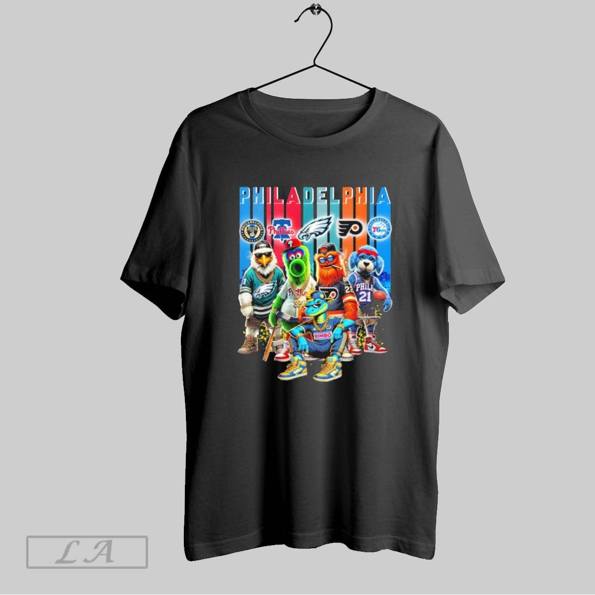 Original Philadelphia Mascot Sports Teams Skyline Retro