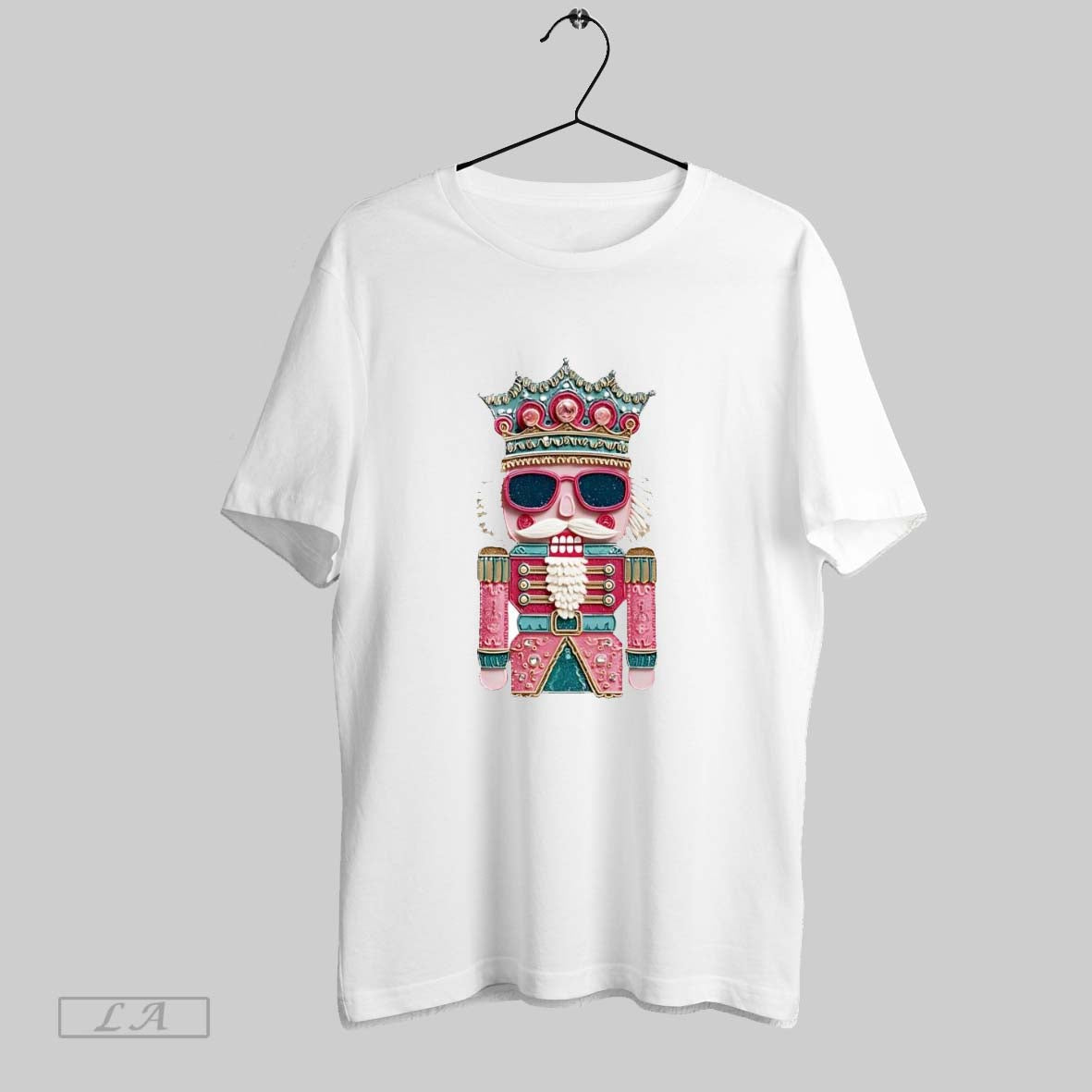 Original Pink And Teal Nutcracker Patchwork Print White S