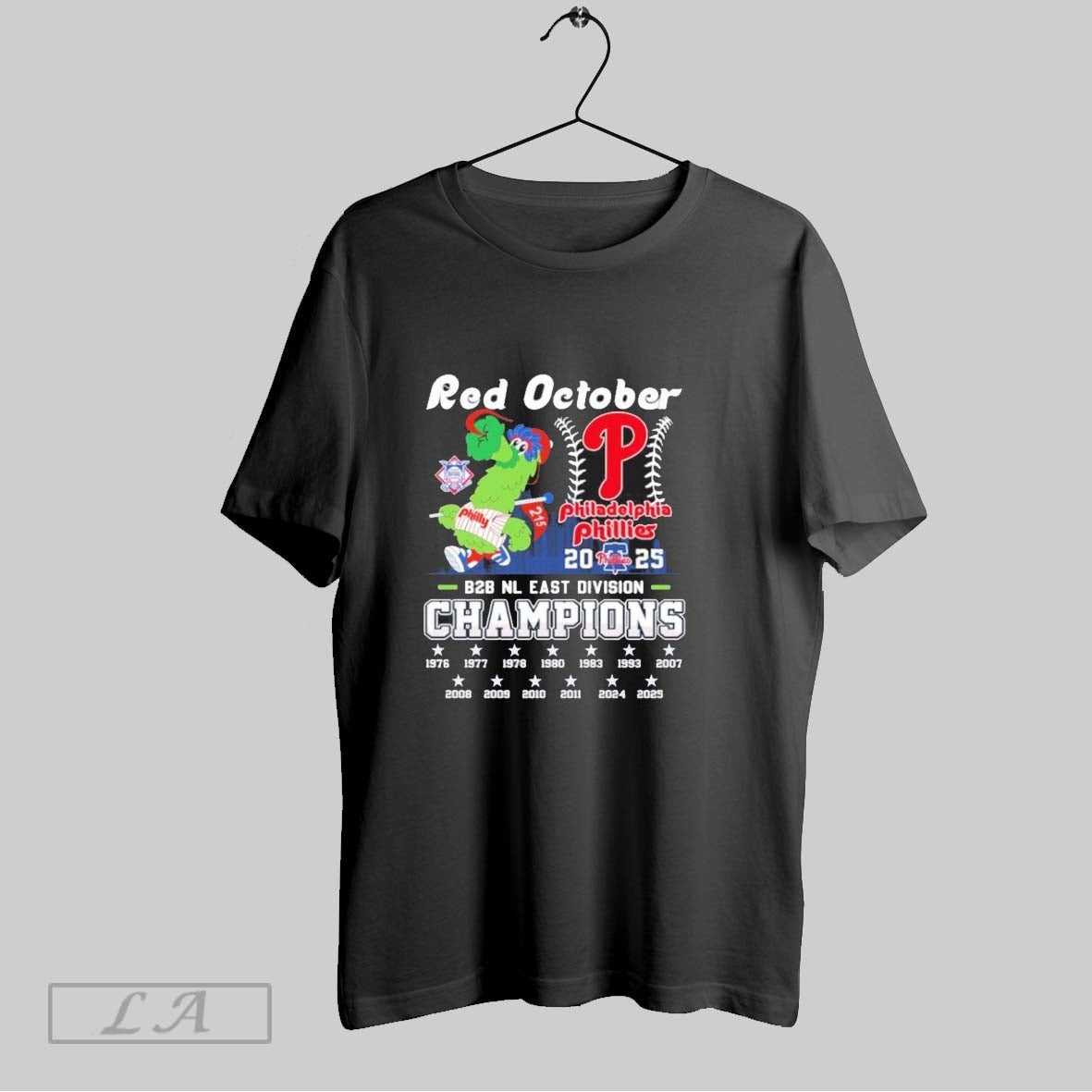 Original Red October Back 2 Back Nl East Champions Phillie Phanatic