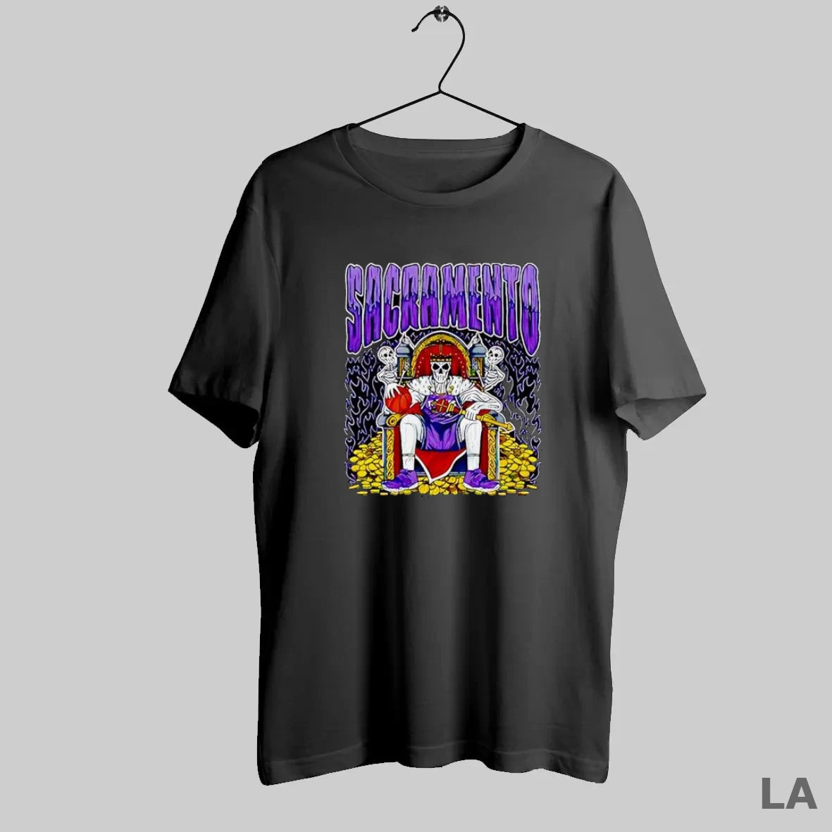 Original Sacramento Skeleton King On Throne With Crown And Basketball