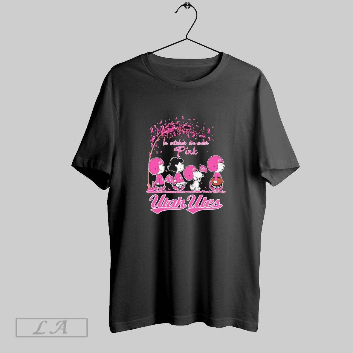 Original The Peanuts Walking X Utah Utes In October We Wear Pink T Shirt