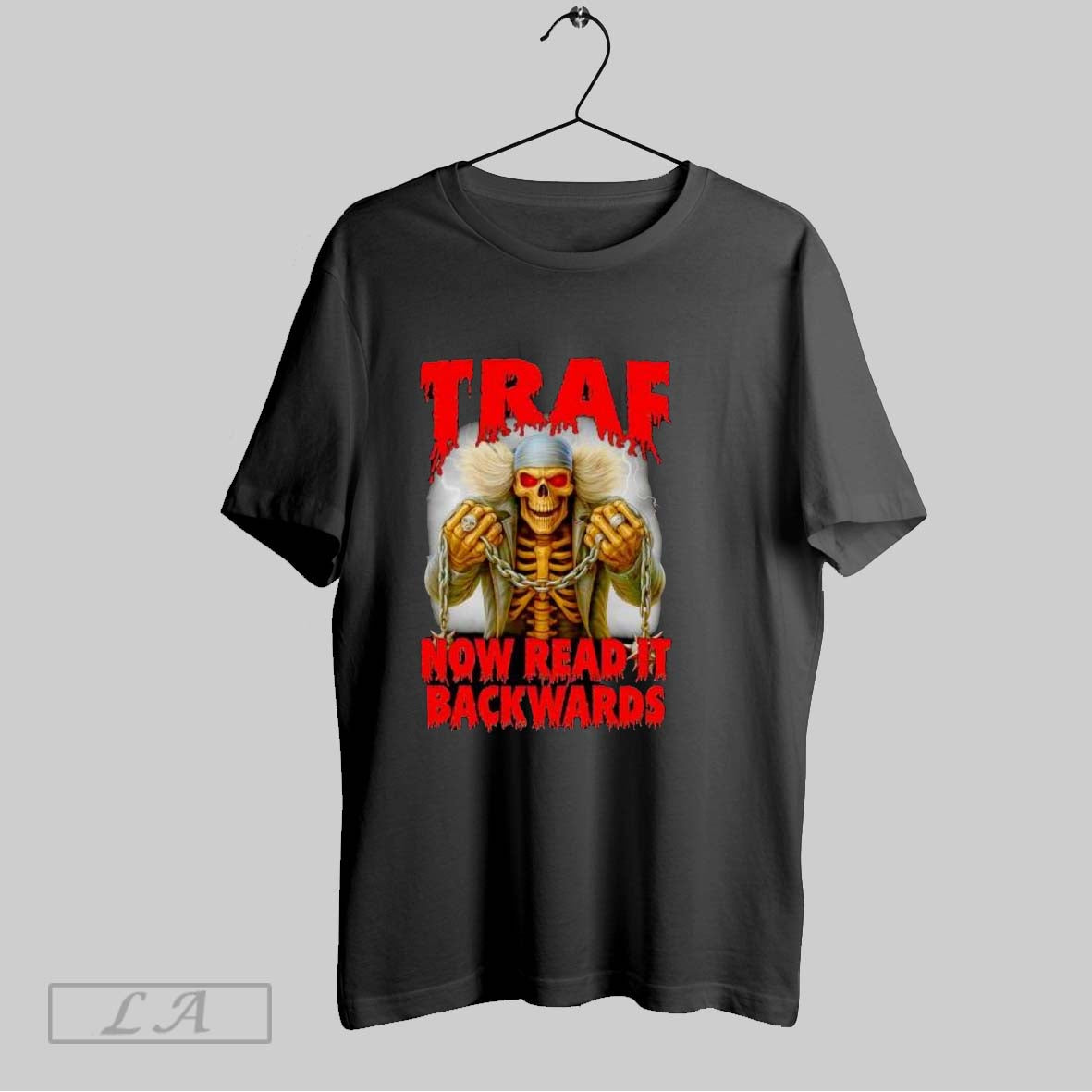 Original Traf Now Read It Backwards Skeleton T Shirt