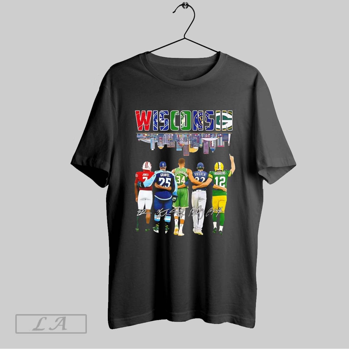 Original Wisconsin Sports Teams Skyline Jones Gravel Antetokounmpo Yelich Rodgers Signature
