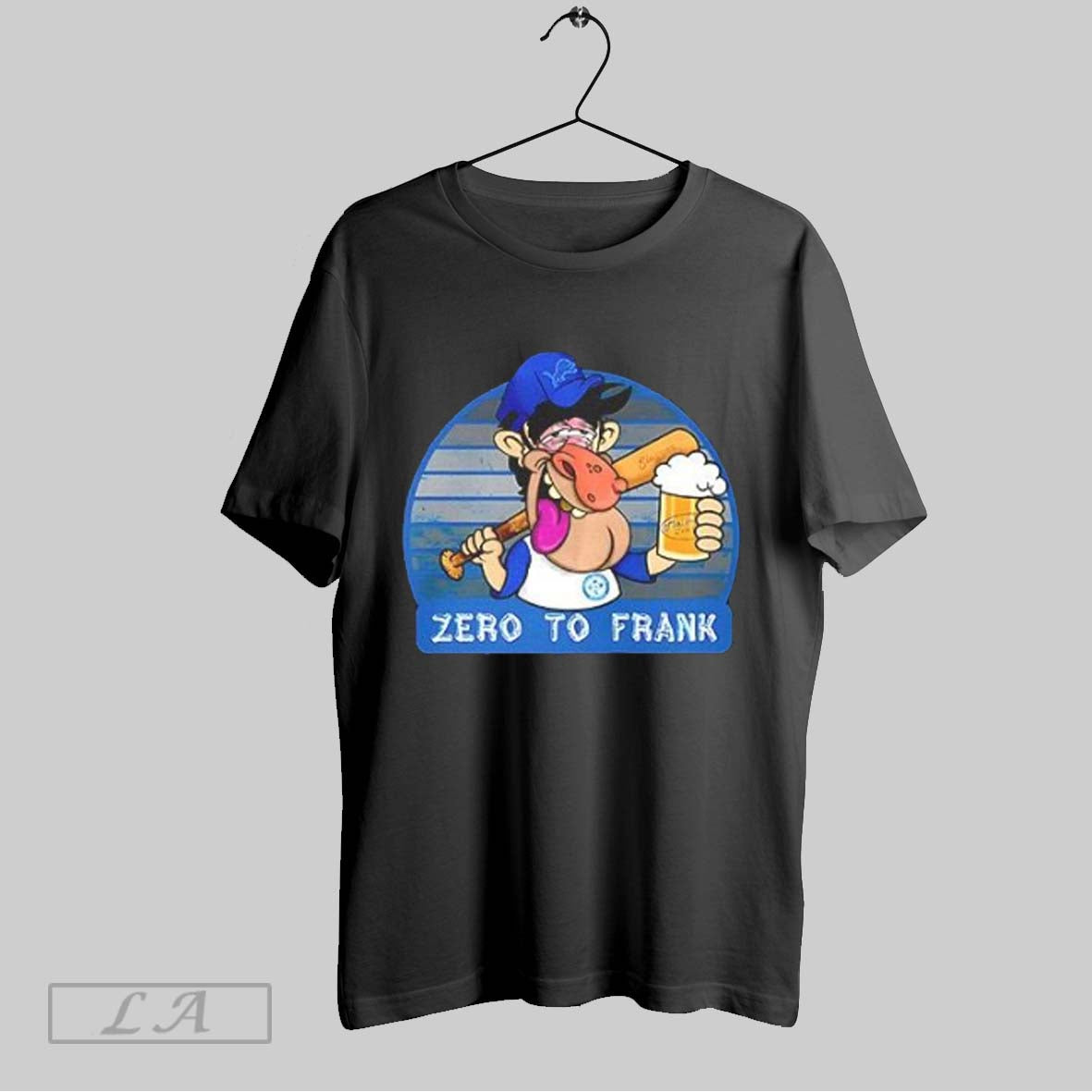 Original Zero To Frank Baseball Player Holding Beer