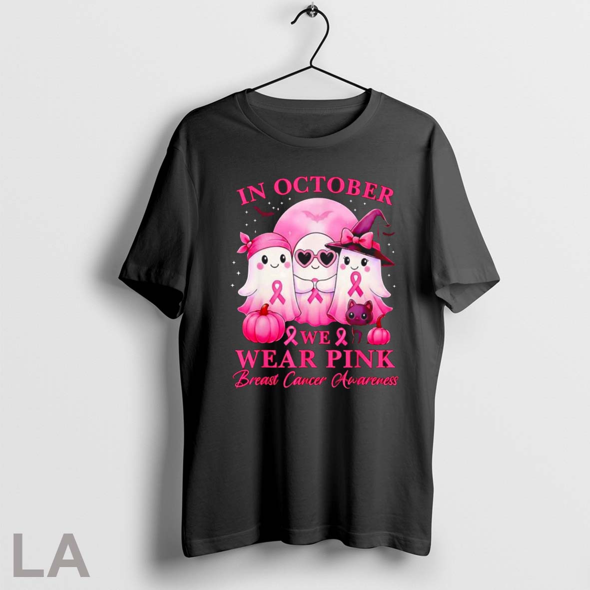 Original Ghost In October We Wear Pink Breast Cancer Awareness Halloween