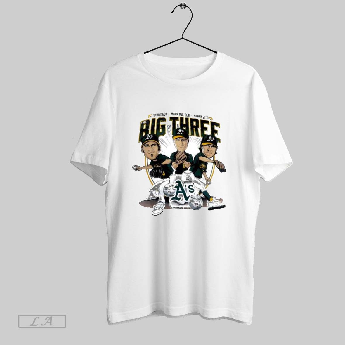 Orriginal The Big Three Tim Hudson Mark Mulder Barry Zito Cartoon