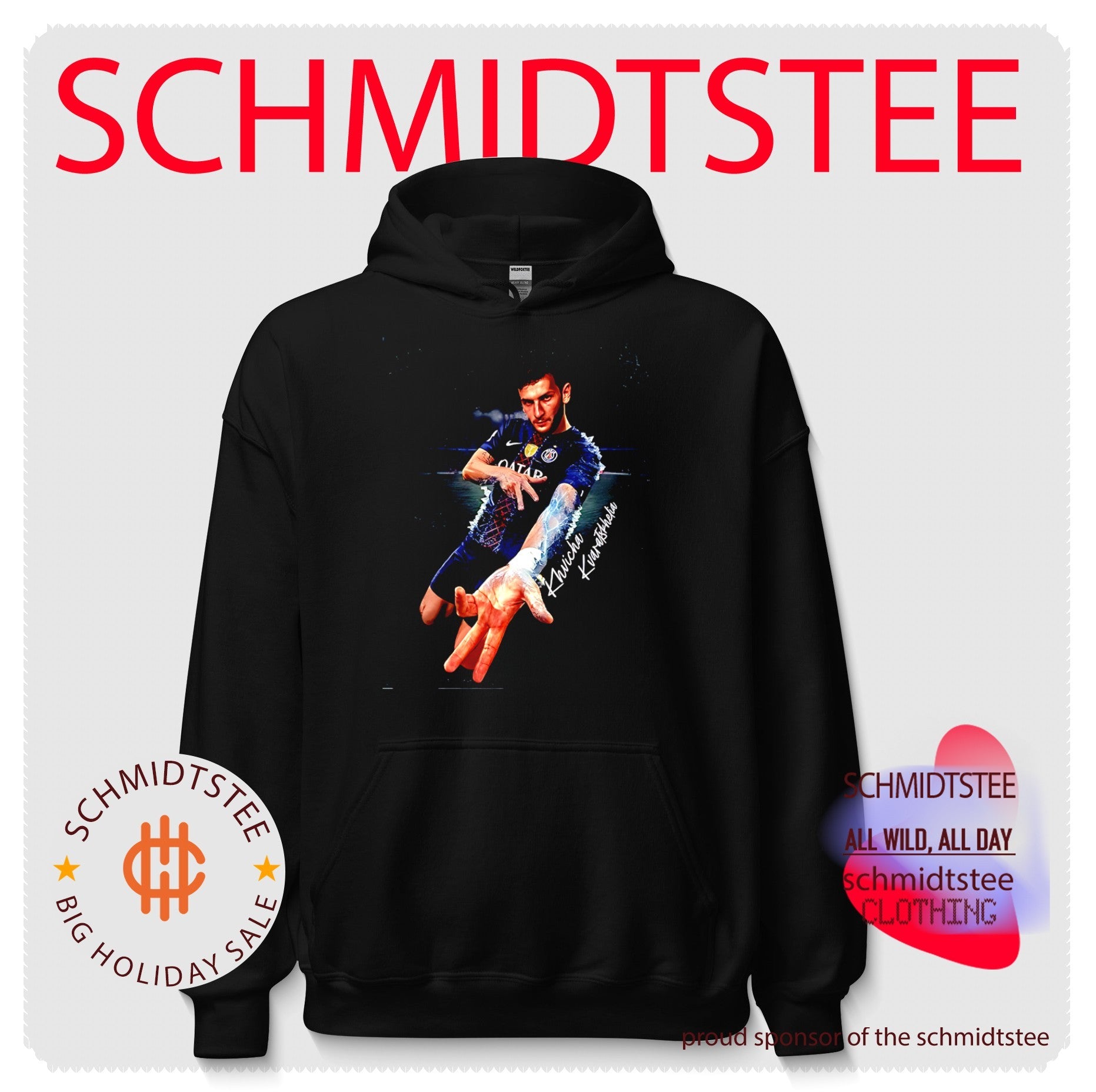 PSG Khvicha Kvaratskhelia Hip hop hand shirt