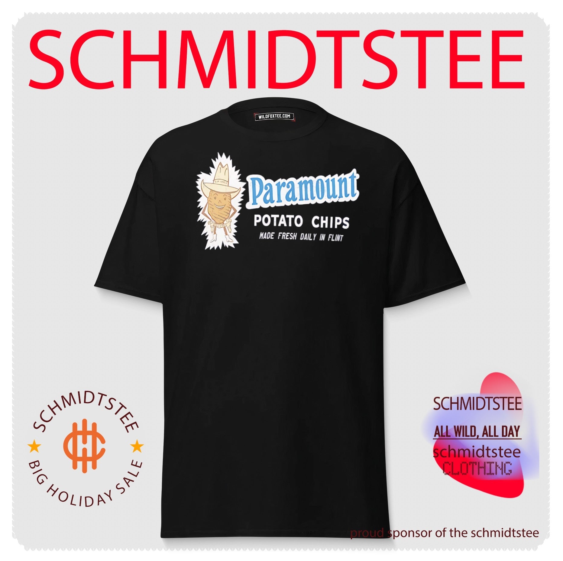 Paramount potato chips made fresh daily in Flint shirt