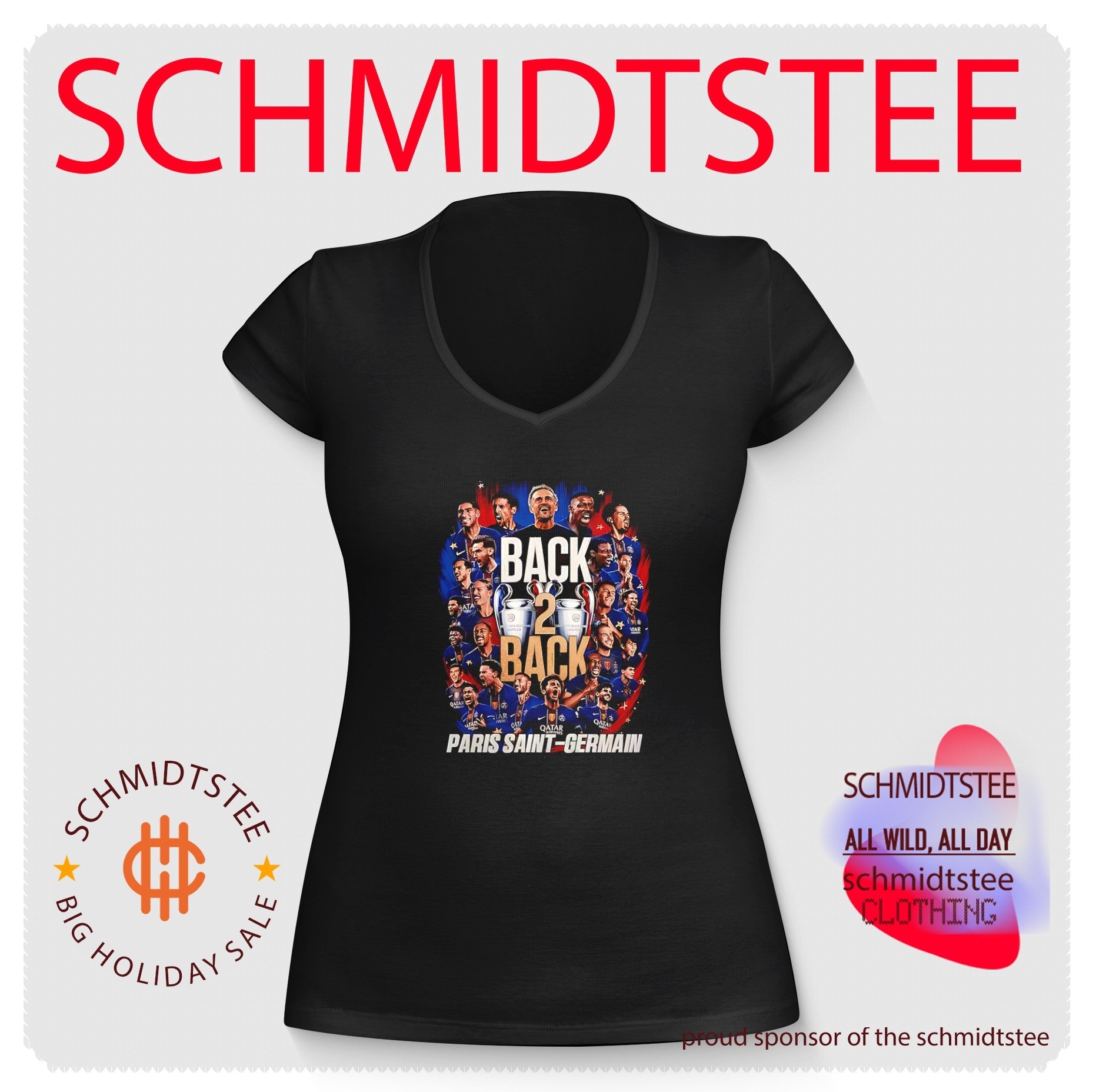 Paris Saint-Germain Back 2 back team collage illustration shirt