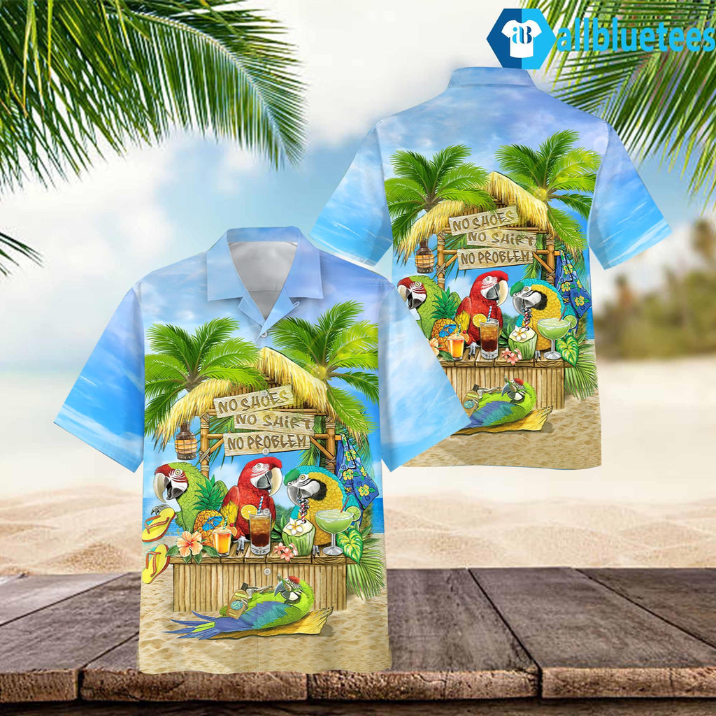 Parrot Cocktail No Shoes No Shirt No Problem Hawaiian Shirt