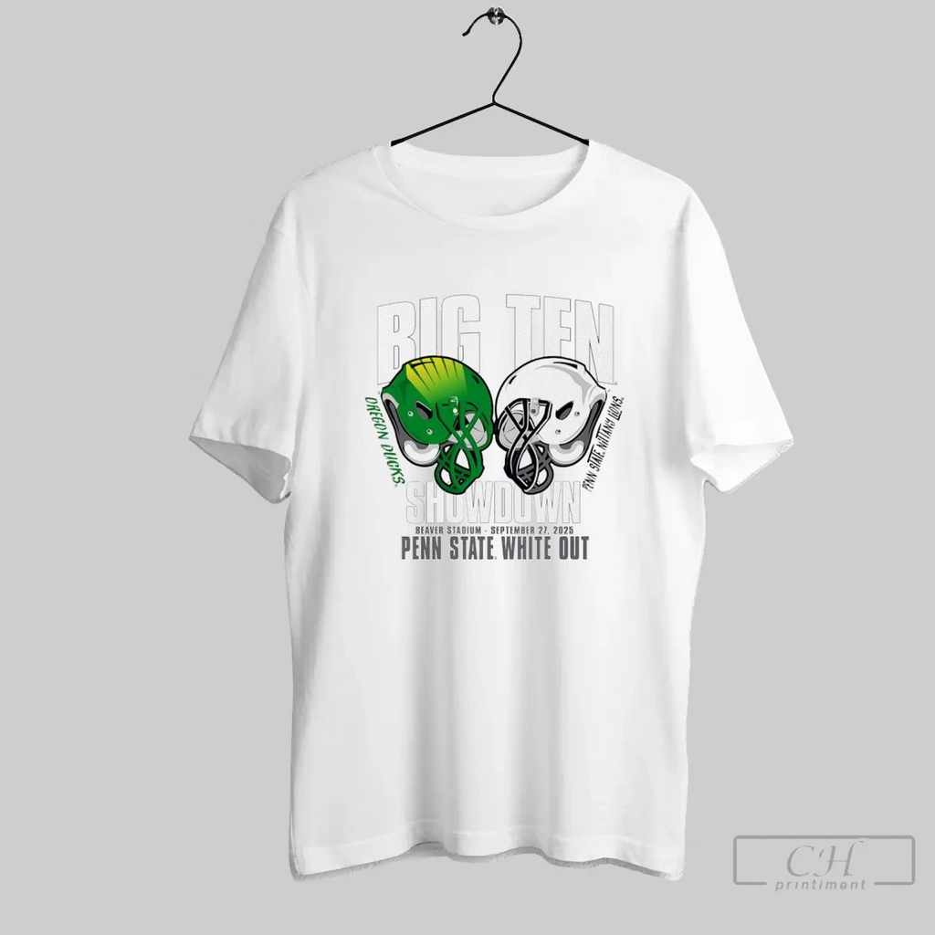 Penn State Nittany Lions Dueling Oregon Duckcs Big Ten 2025 White Out T Shirt